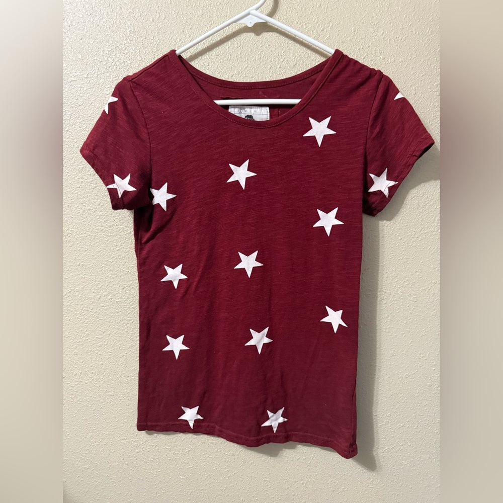 Reflex Women’s Maroon Star Crew Neck Short Sleeve Shirt S